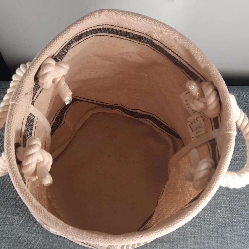Sturdy Cotton Canvas Bin Basket Carrier Rope Handle Love About Home